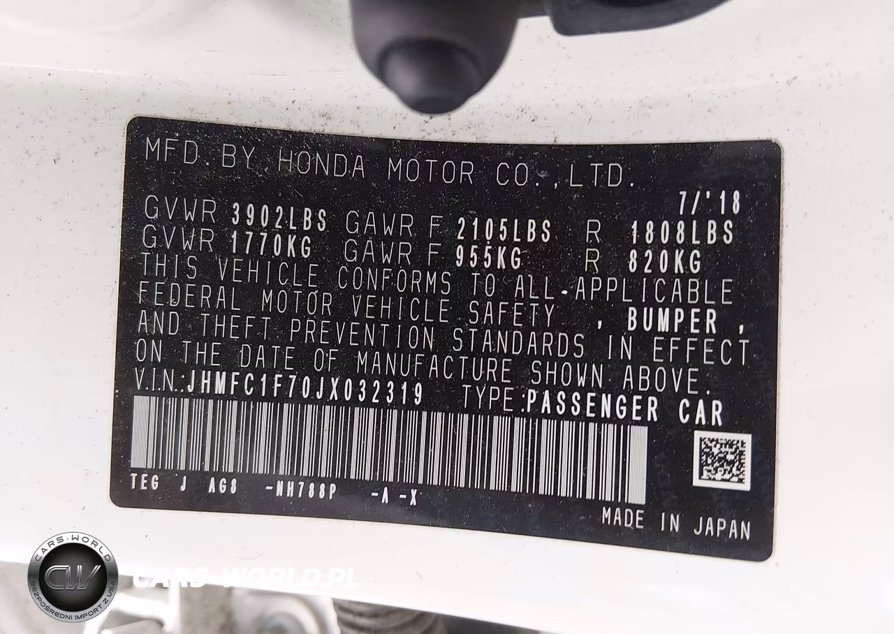 2018 Honda Civic Ex-L VIN:JHMFC1F70JX032319 - 9