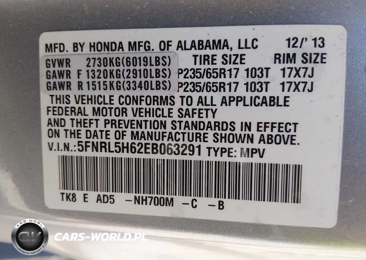 2014 Honda Odyssey Ex-L VIN:5FNRL5H62EB063291 - 9