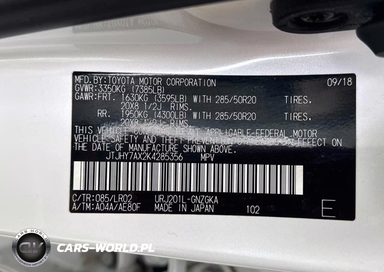 2019 Lexus Lx 570 Two-Row VIN:JTJHY7AX2K4285356 - 9