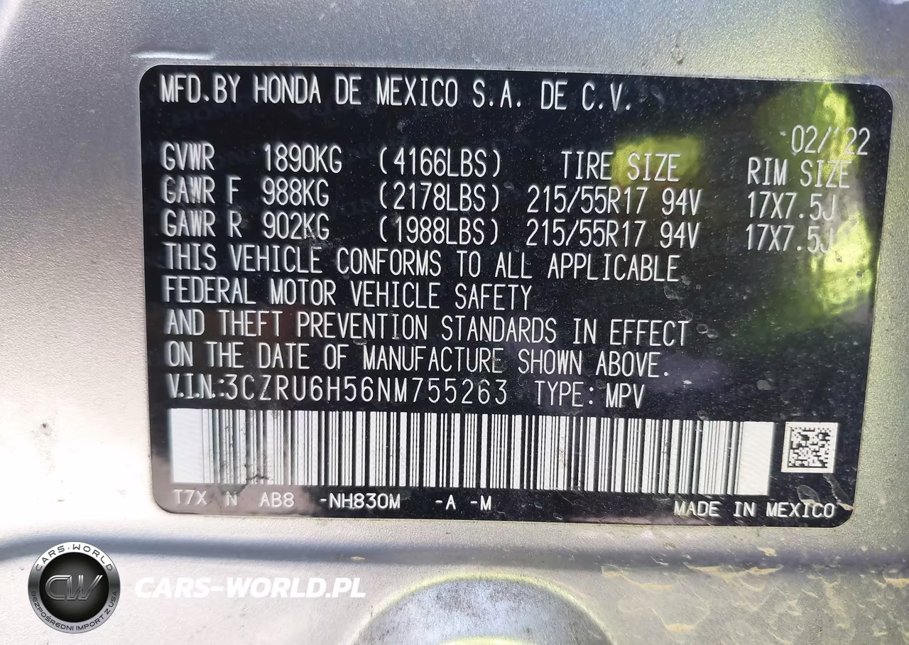 2022 Honda Hr-V Awd Ex VIN:3CZRU6H56NM755263 - 9
