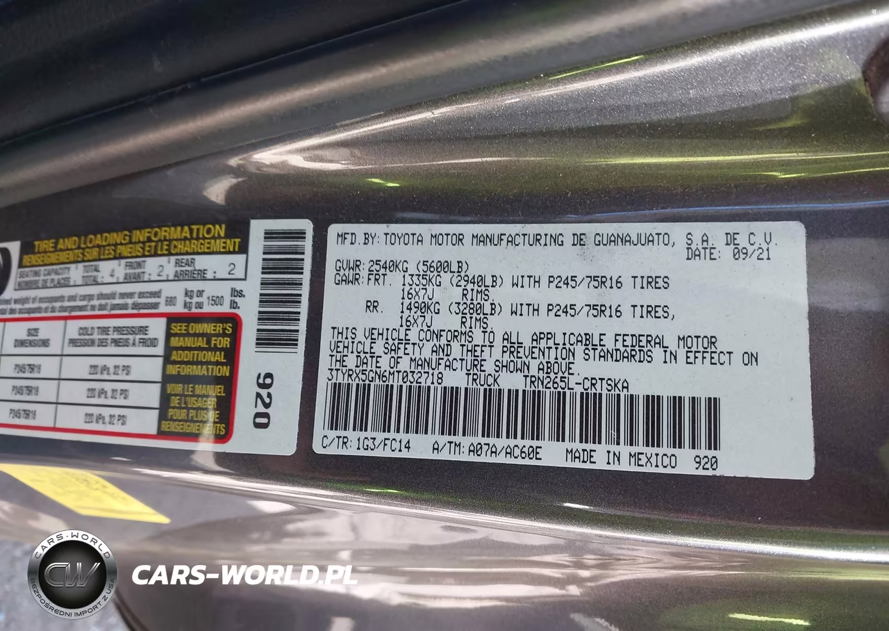 2021 Toyota Tacoma Sr5 VIN:3TYRX5GN6MT032718 - 9
