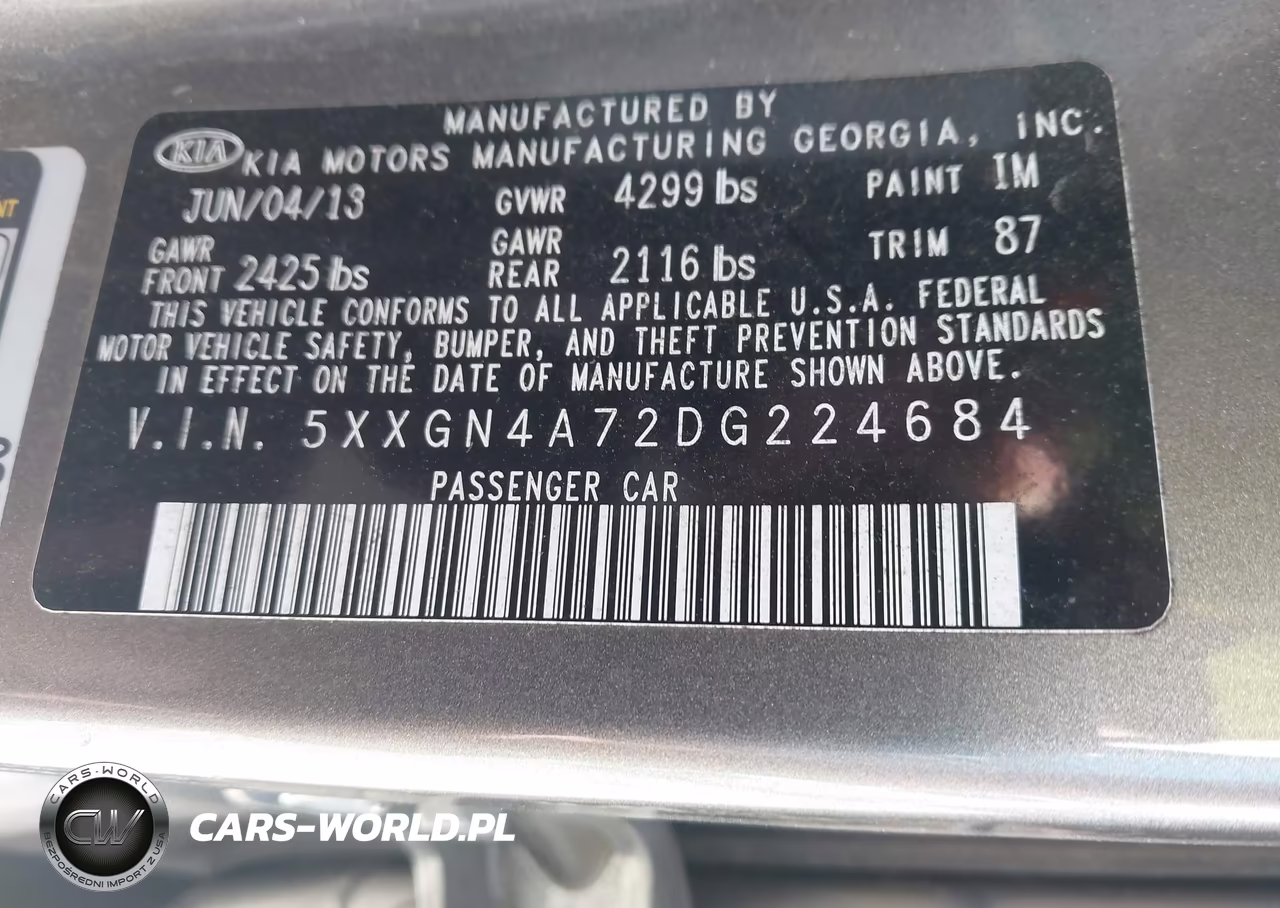 2013 Kia Optima Ex VIN:5XXGN4A72DG224684 - 9