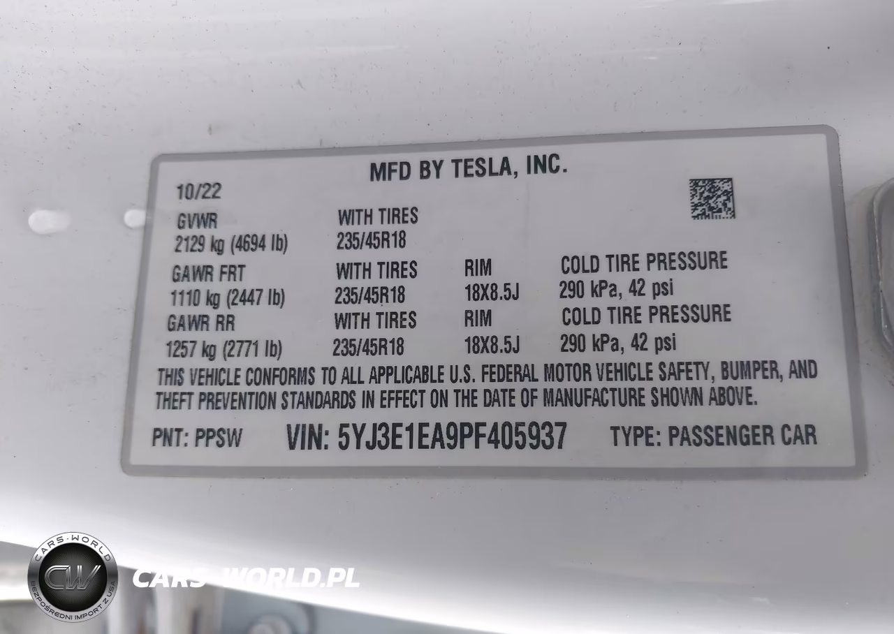 2023 Tesla Model 3 Rear-Wheel Drive VIN:5YJ3E1EA9PF405937 - 9