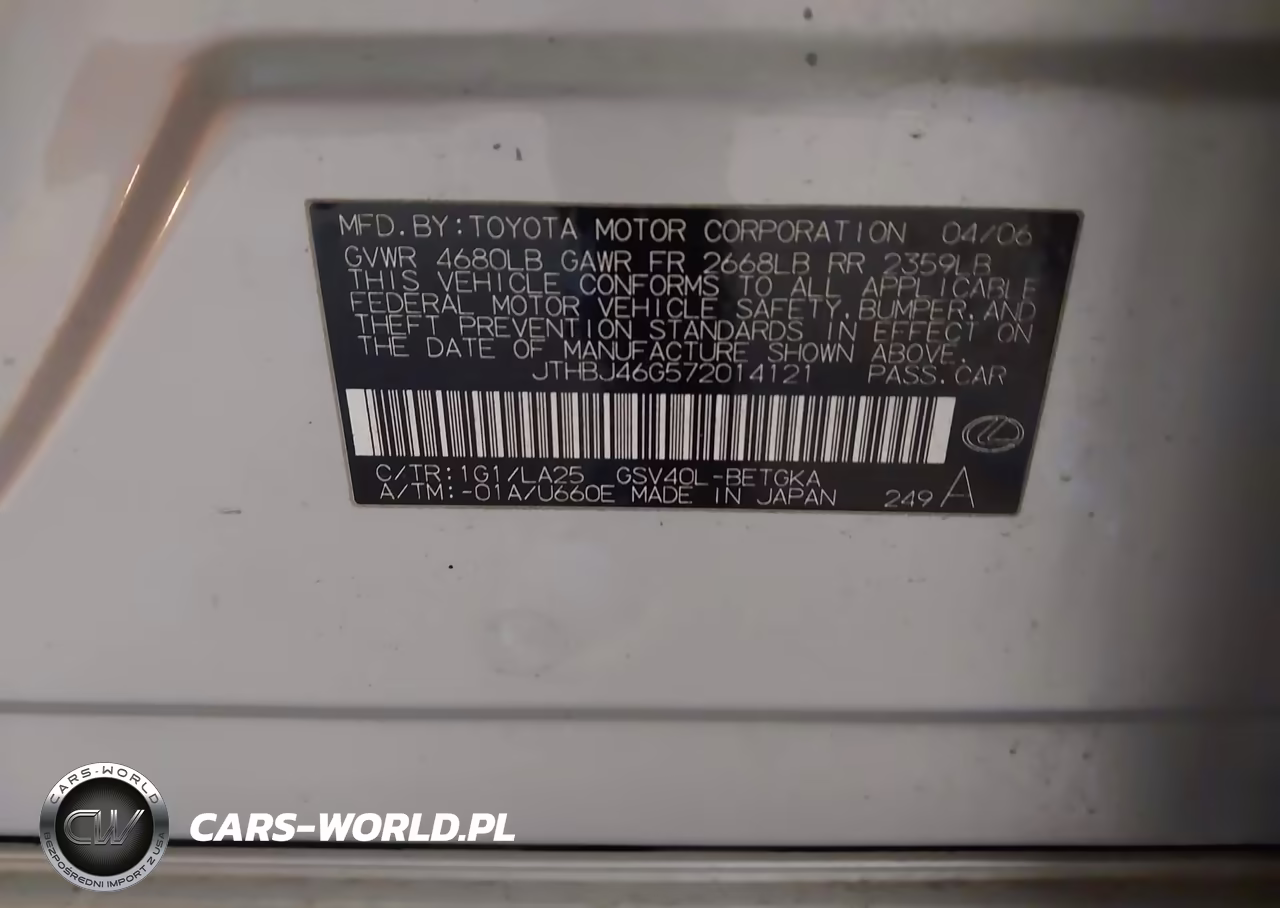 2007 Lexus Es 350 VIN:JTHBJ46G572014121 - 9