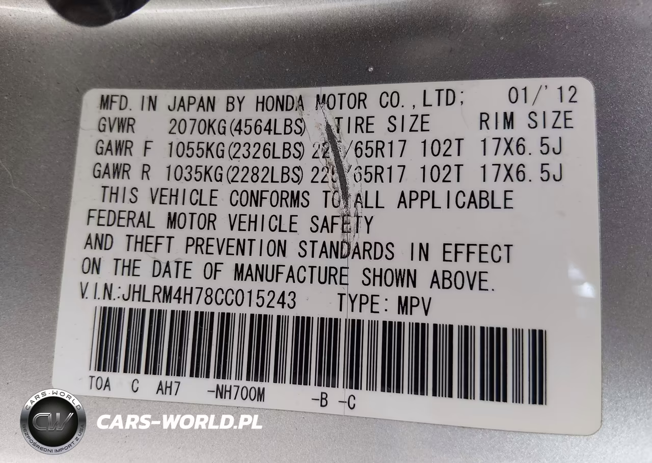 2012 Honda Cr-V Ex-L VIN:JHLRM4H78CC015243 - 9