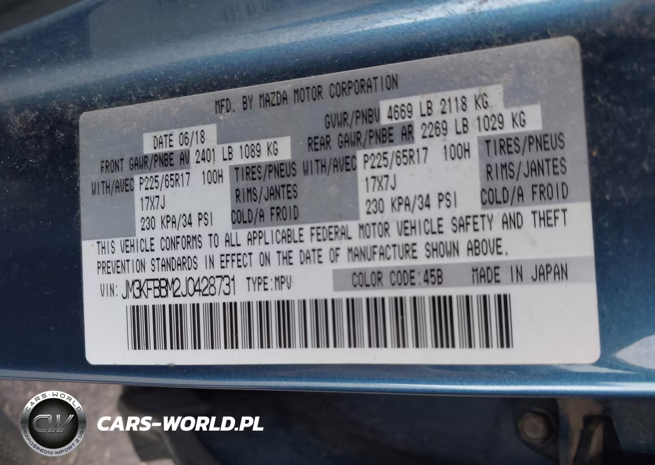 2018 Mazda Cx-5 Sport VIN:JM3KFBBM2J0428731 - 9