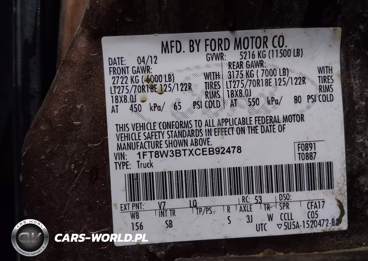 2012 Ford F-350 Lariat VIN:1FT8W3BTXCEB92478 - 8