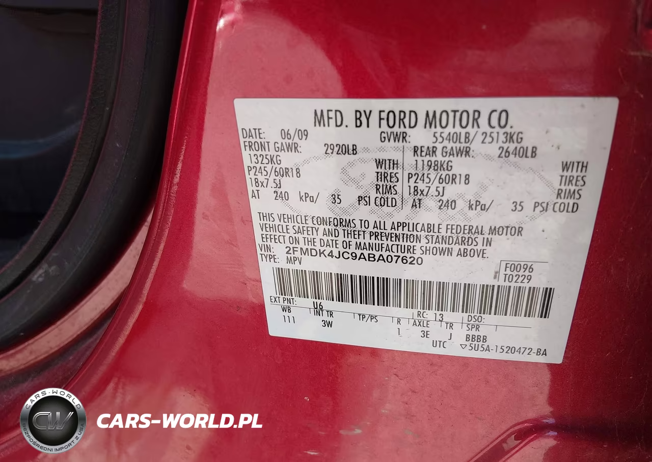 2010 Ford Edge Sel VIN:2FMDK4JC9ABA07620 - 9
