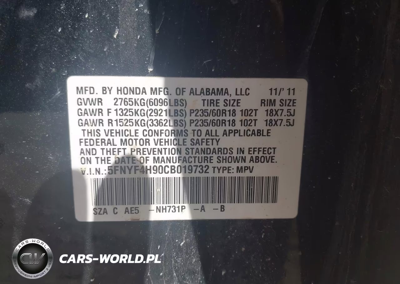 2012 Honda Pilot Touring VIN:5FNYF4H90CB019732 - 9