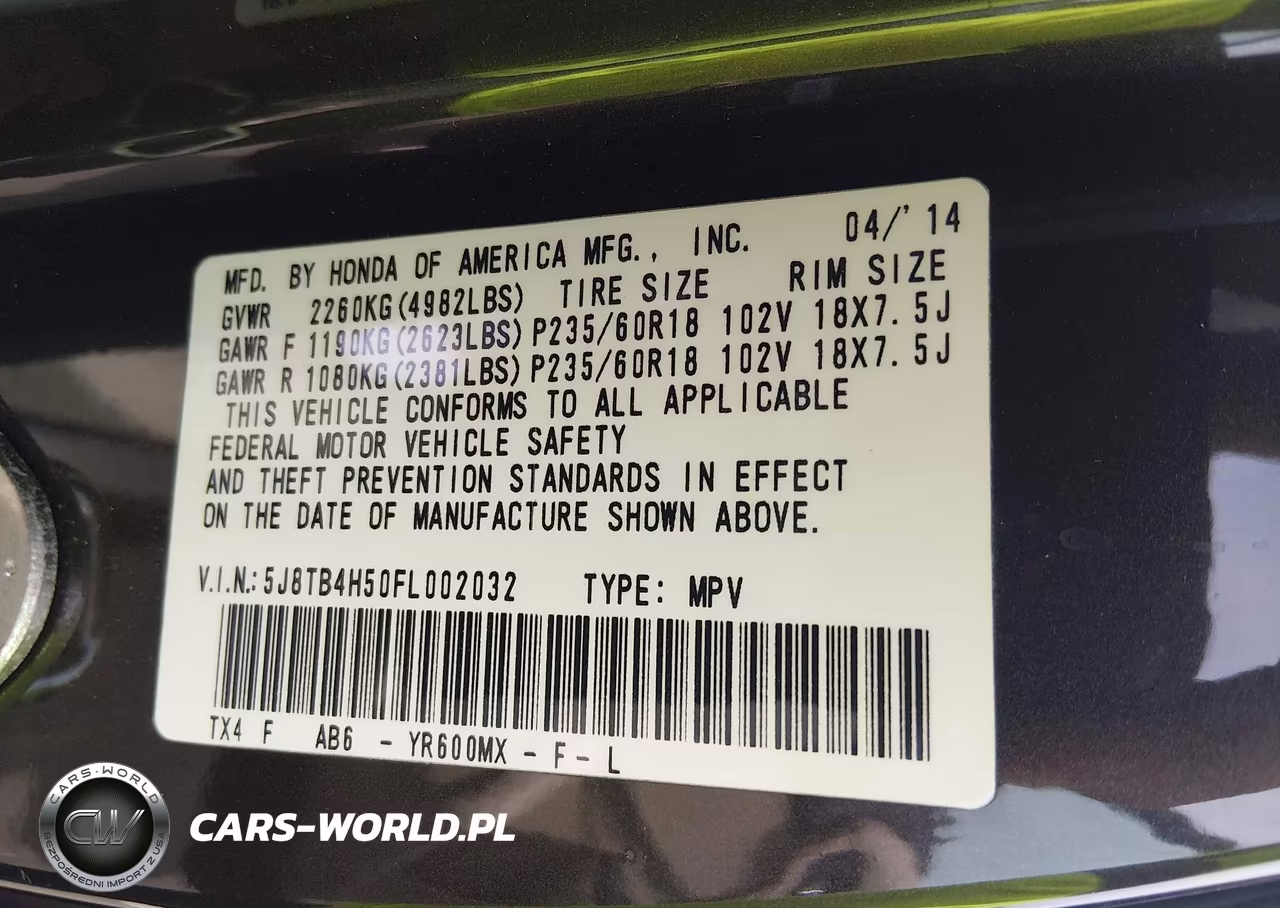 2015 Acura Rdx VIN:5J8TB4H50FL002032 - 9