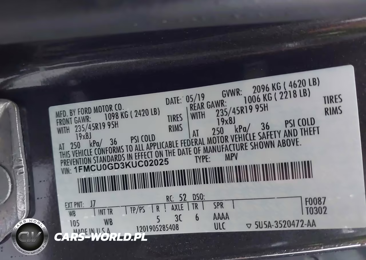2019 Ford Escape Se VIN:1FMCU0GD3KUC02025 - 9