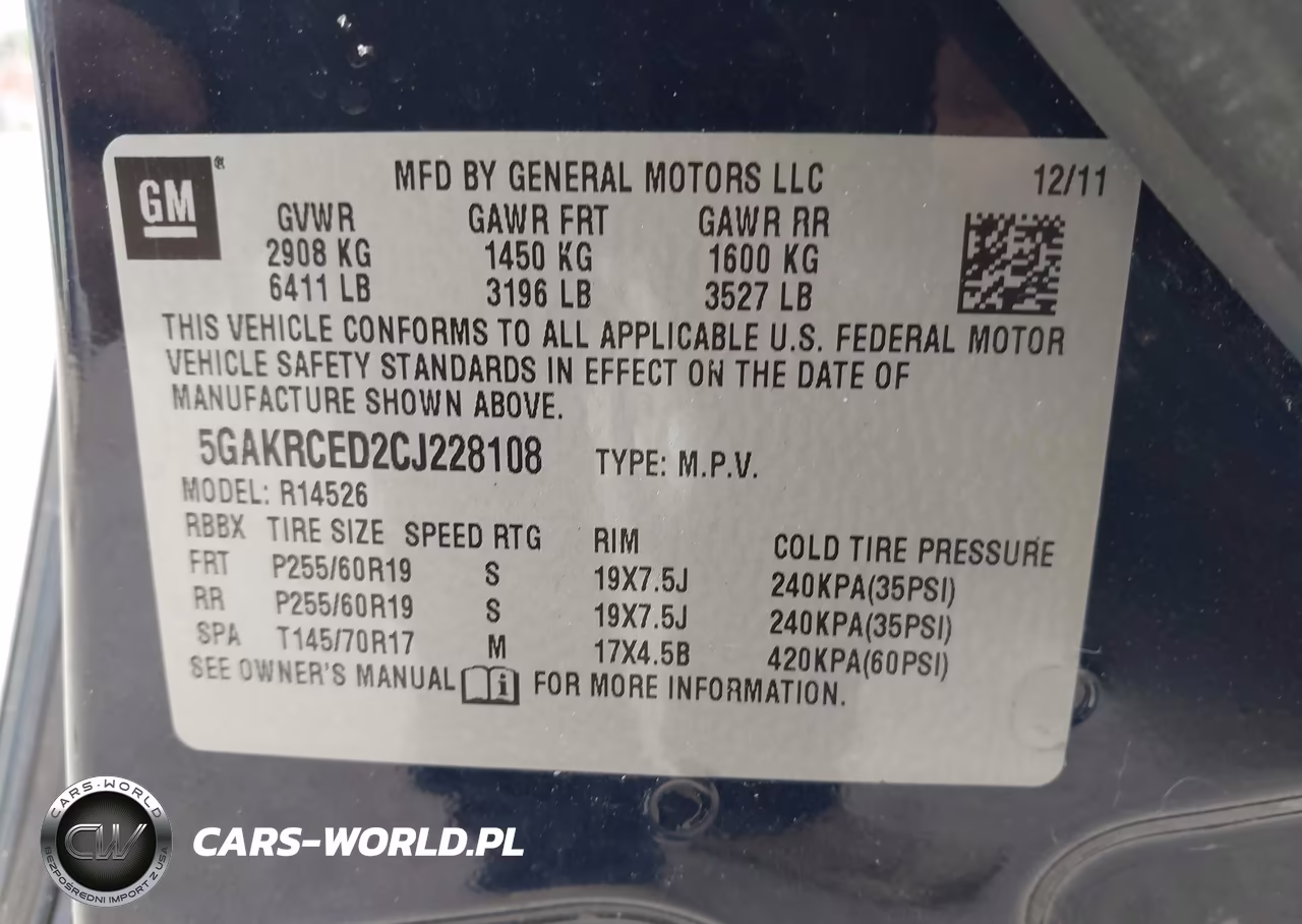 2012 Buick Enclave Leather VIN:5GAKRCED2CJ228108 - 9