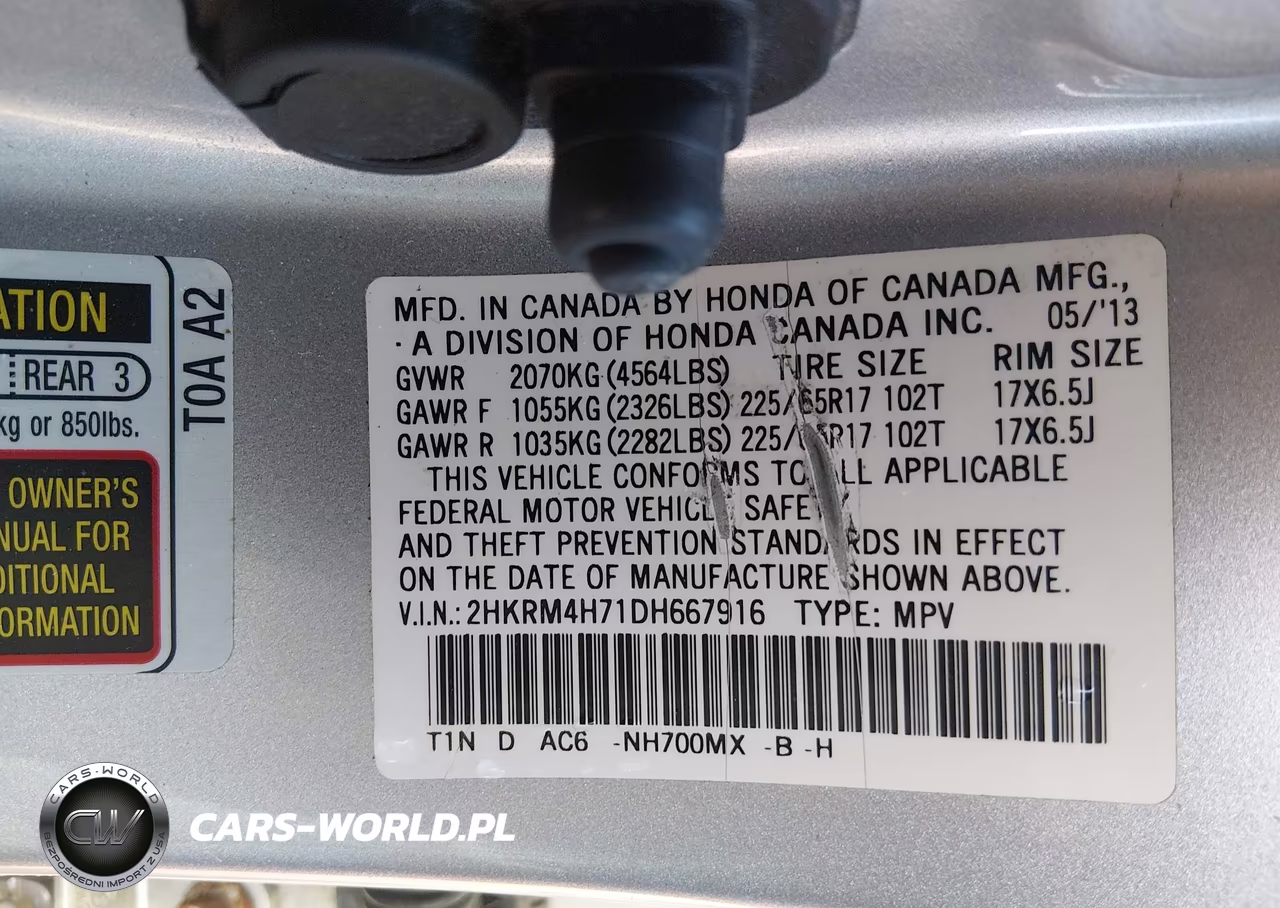 2013 Honda Cr-V Ex-L VIN:2HKRM4H71DH667916 - 9