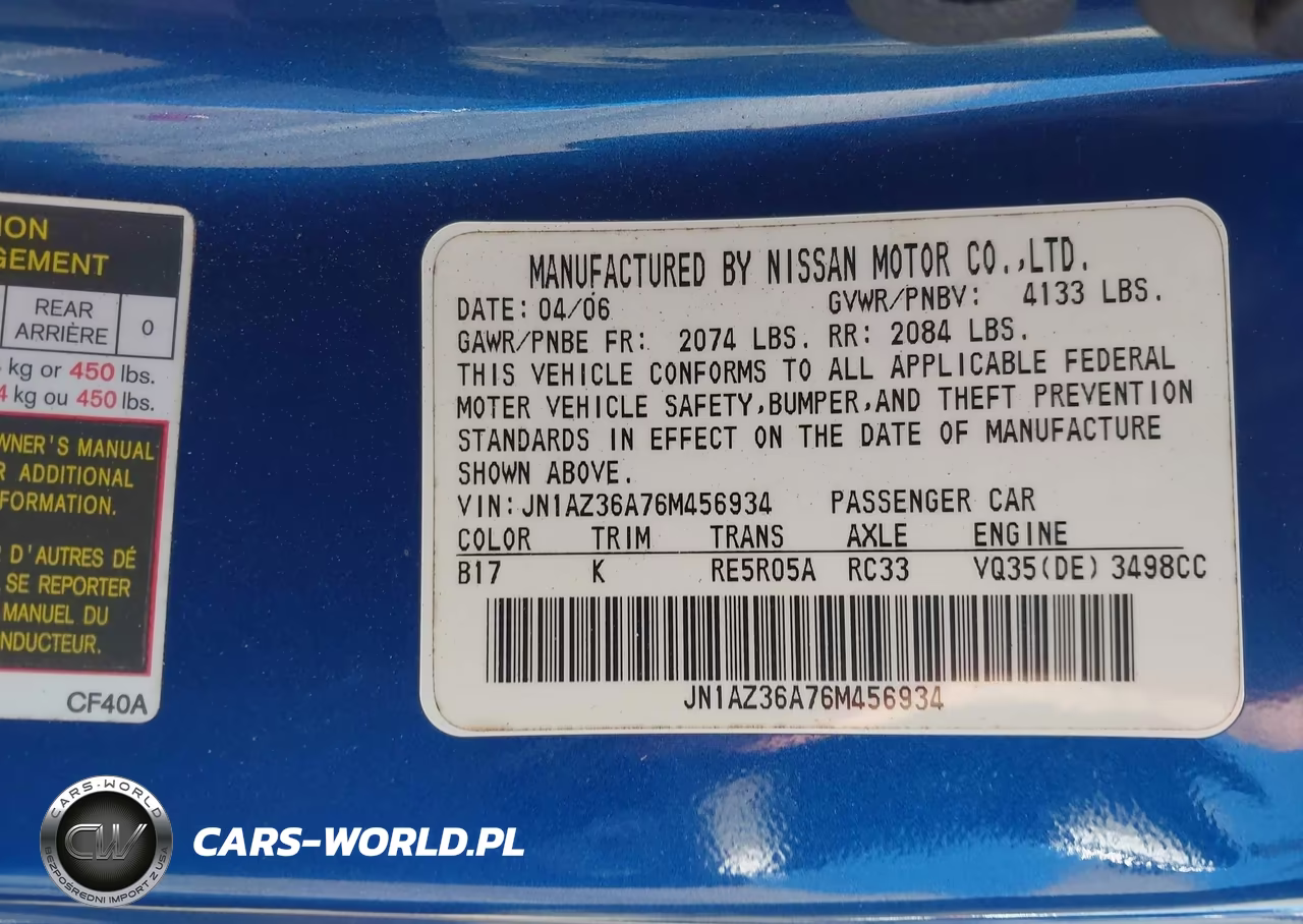 2006 Nissan 350Z Touring VIN:JN1AZ36A76M456934 - 9