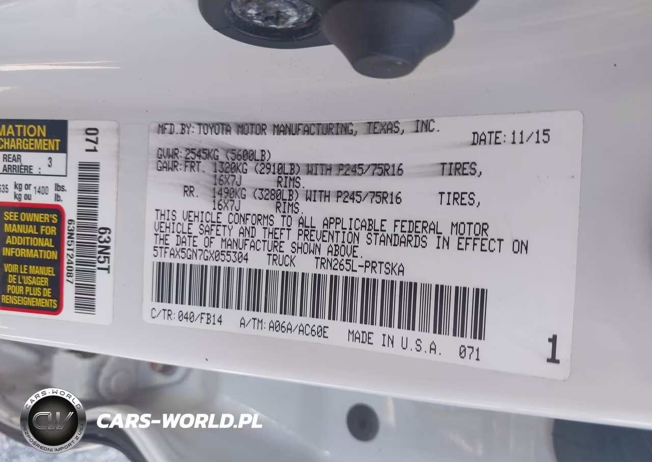 2016 Toyota Tacoma Sr VIN:5TFAX5GN7GX055304 - 9