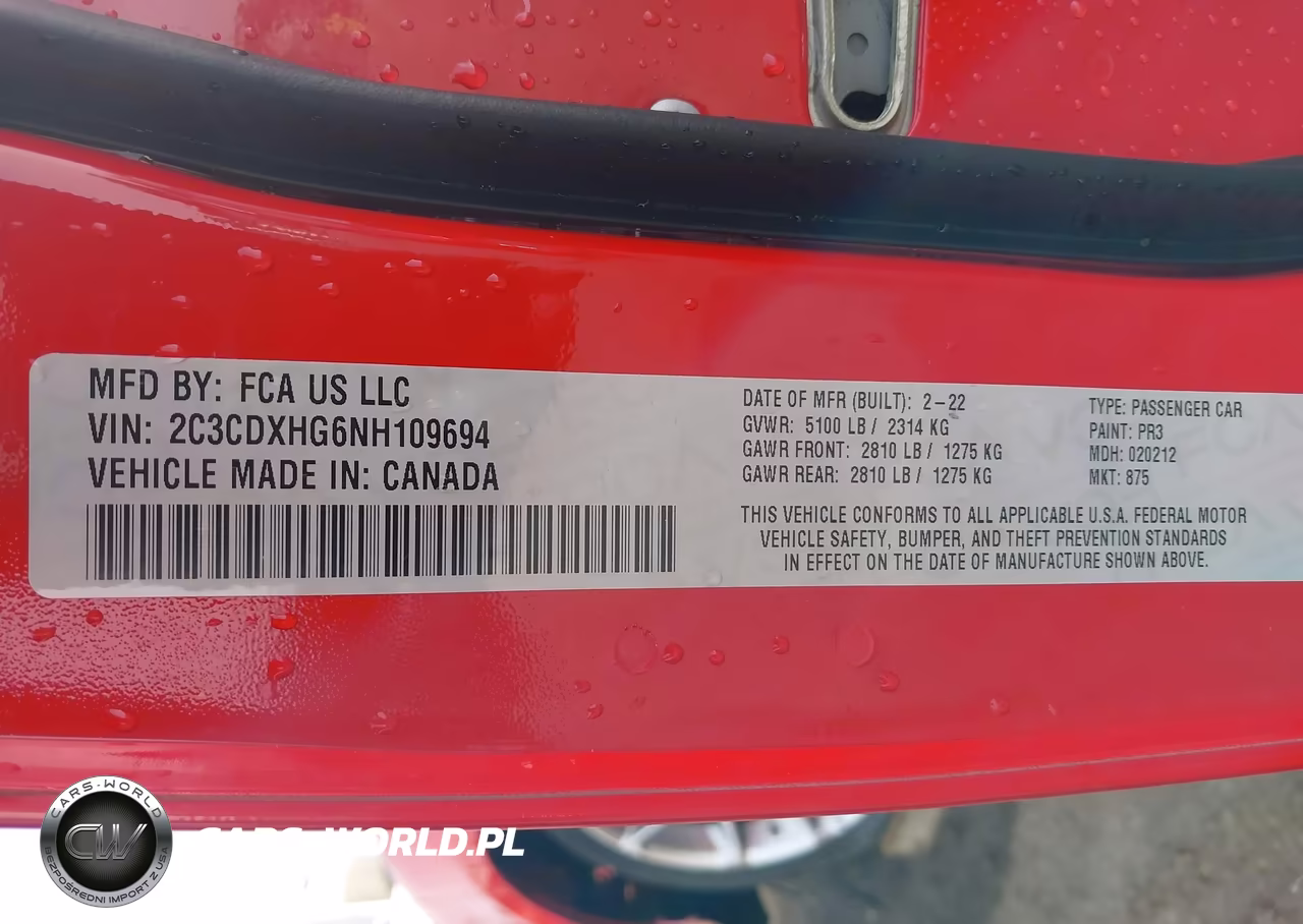 2022 Dodge Charger Gt Rwd VIN:2C3CDXHG6NH109694 - 9