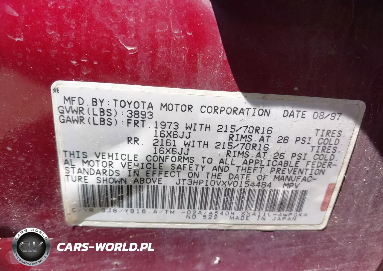 1997 Toyota Rav4 VIN:JT3HP10VXV0154484 - 9