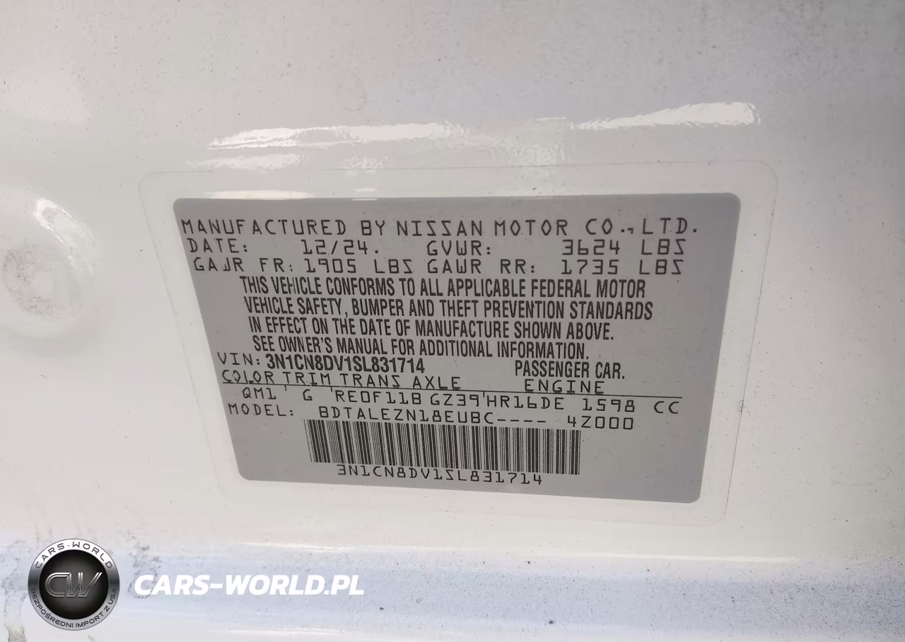 2025 Nissan Versa 1.6 S VIN:3N1CN8DV1SL831714 - 9