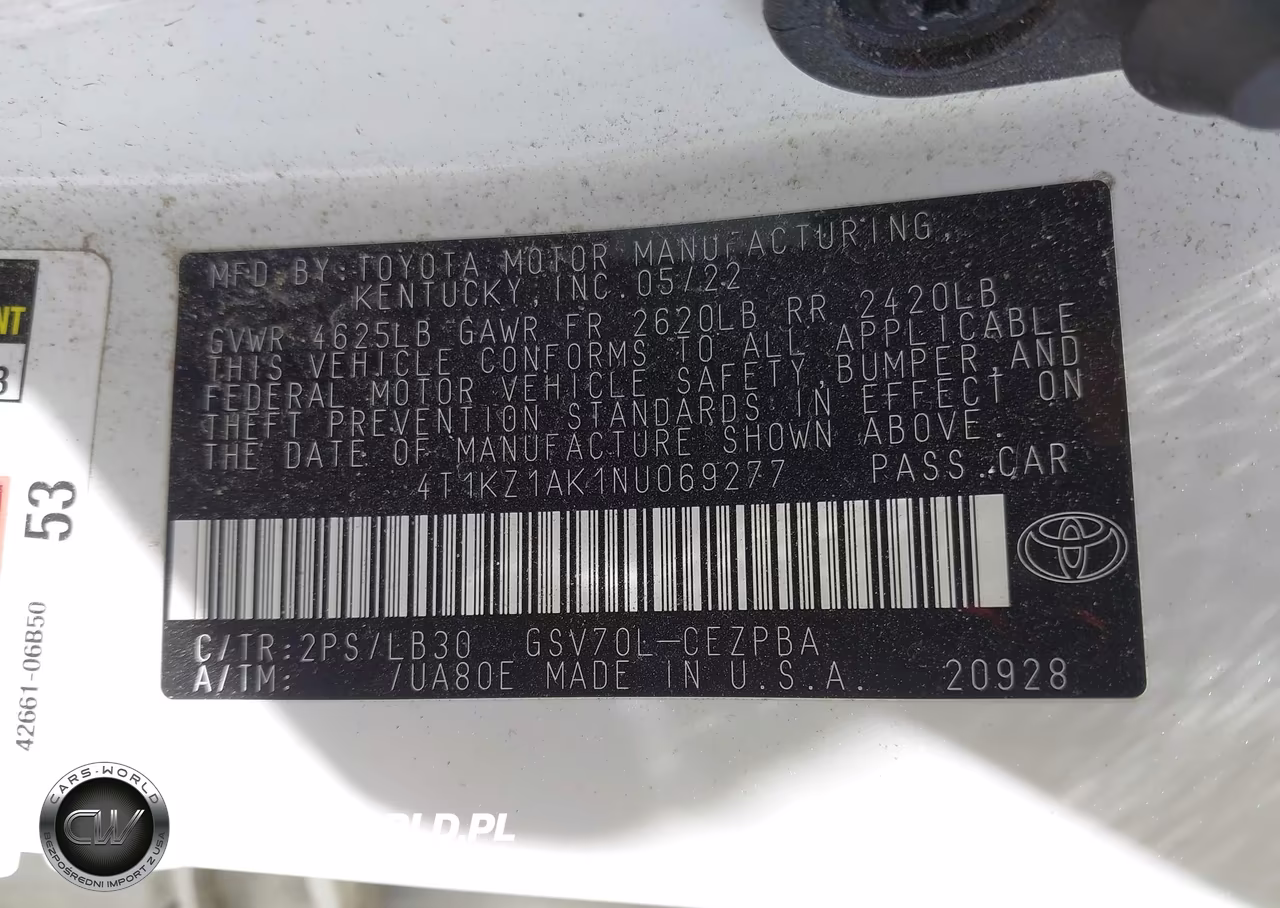 2022 Toyota Camry Xse V6 VIN:4T1KZ1AK1NU069277 - 9