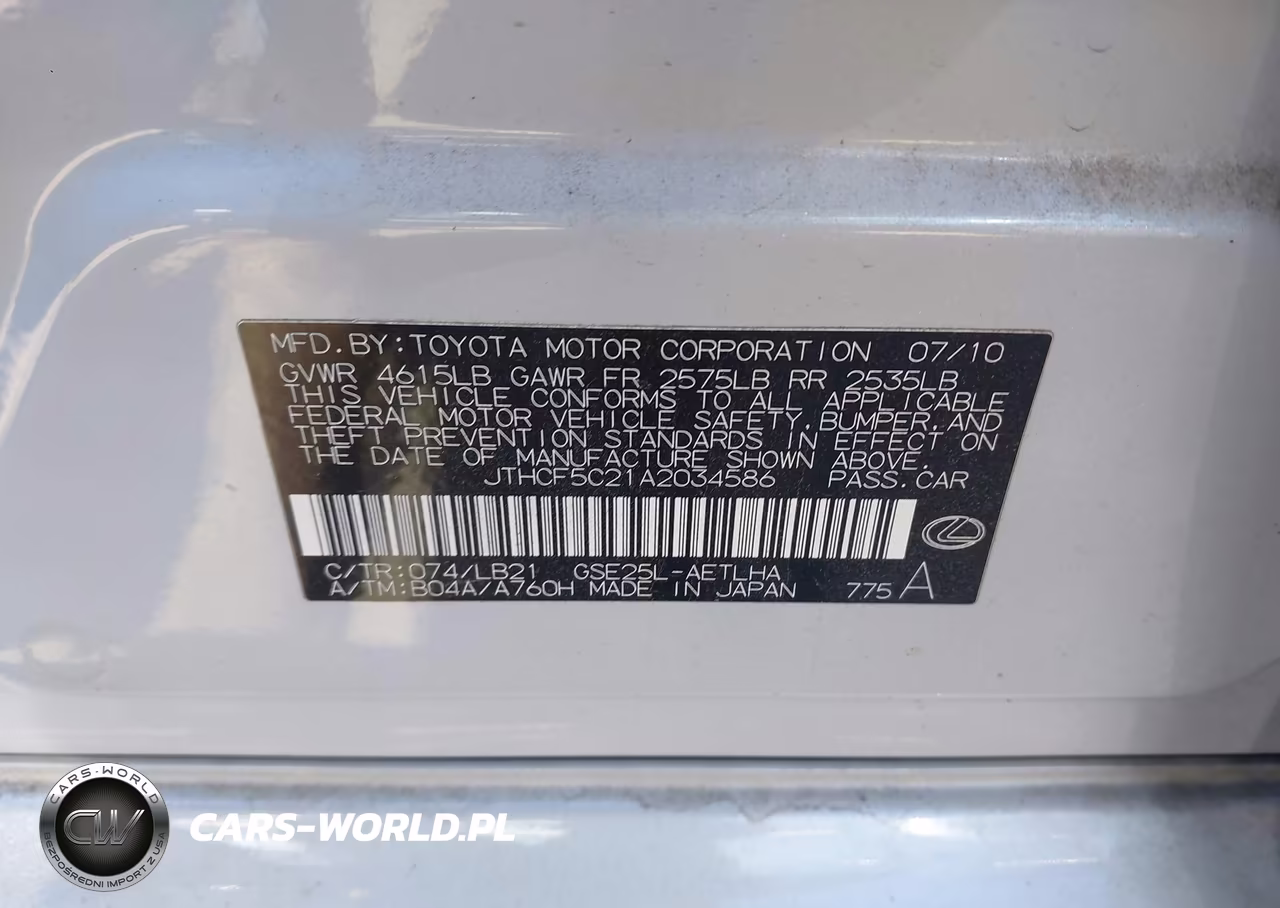 2010 Lexus Is 250 VIN:JTHCF5C21A2034586 - 9