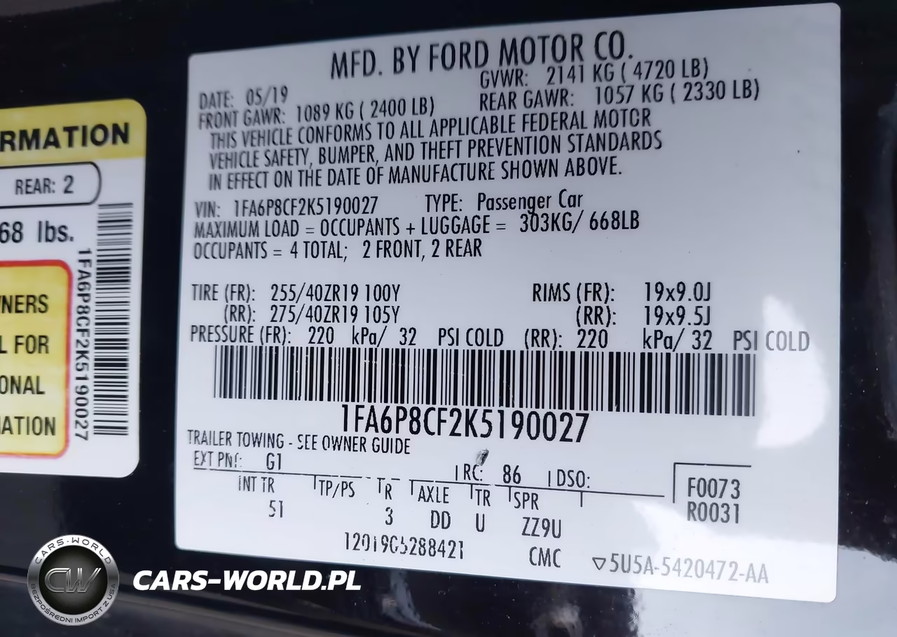 2019 Ford Mustang Gt Premium VIN:1FA6P8CF2K5190027 - 9