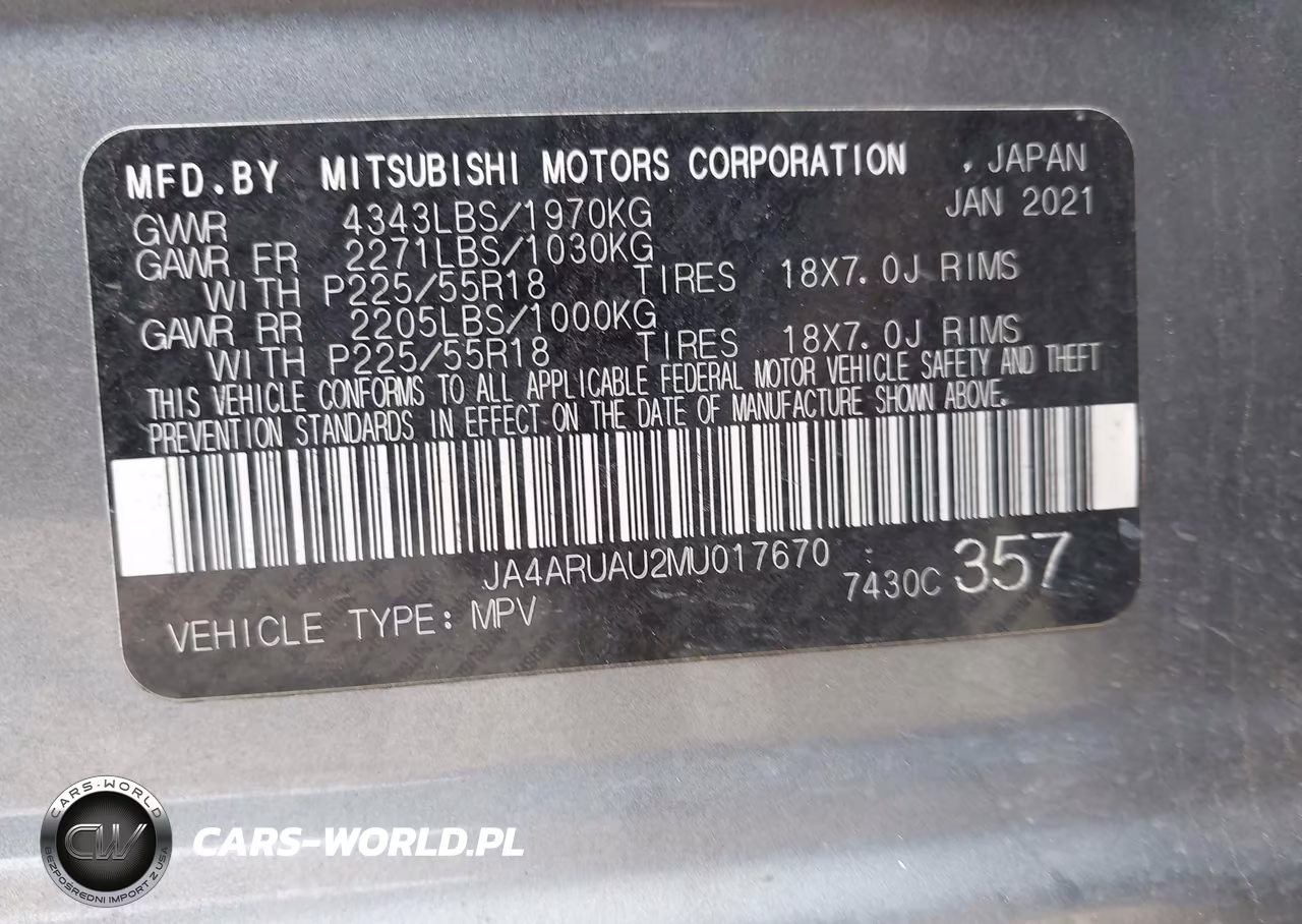 2021 Mitsubishi Outlander Sport 2.0 Be Awc-2.0 Es Awc-2.0 Le Awc-2.0 Se Awc VIN:JA4ARUAU2MU017670 - 9