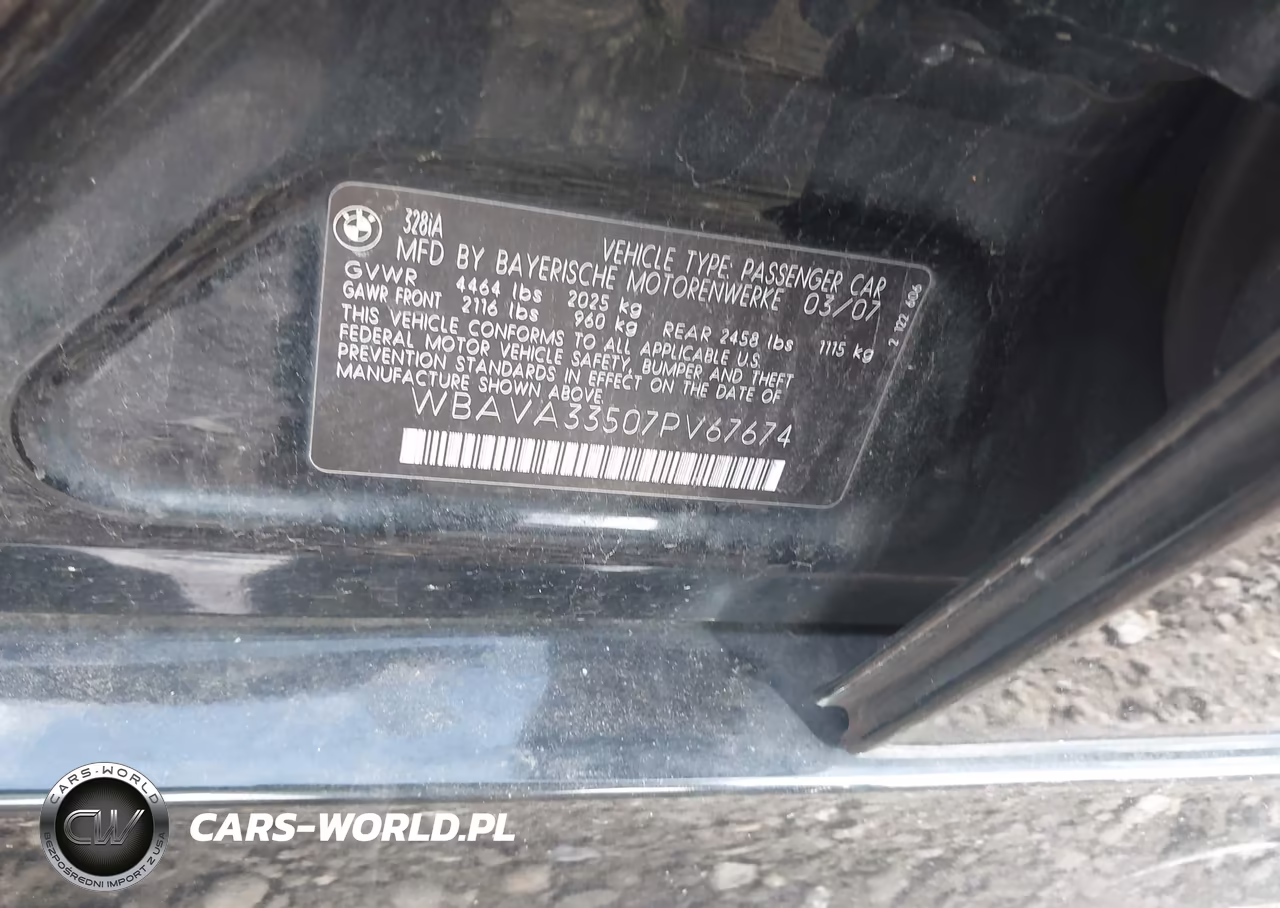 2007 BMW 328I VIN:WBAVA33507PV67674 - 9