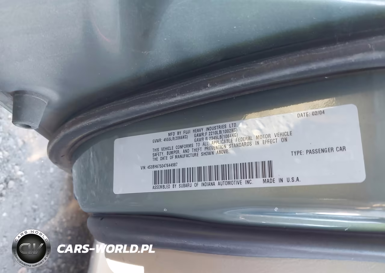 2004 Subaru Outback VIN:4S3BH675047644987 - 9