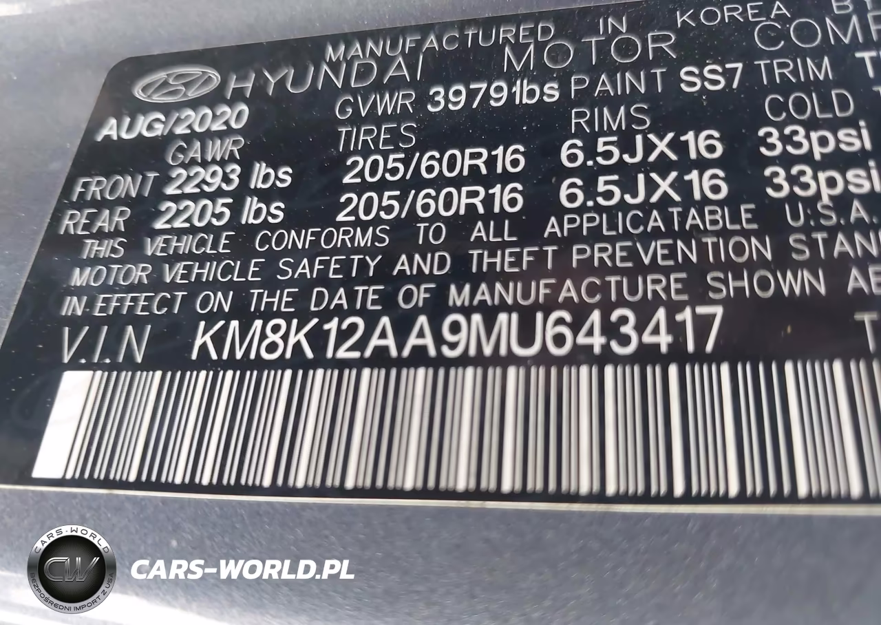 2021 Hyundai Kona Se VIN:KM8K12AA9MU643417 - 9