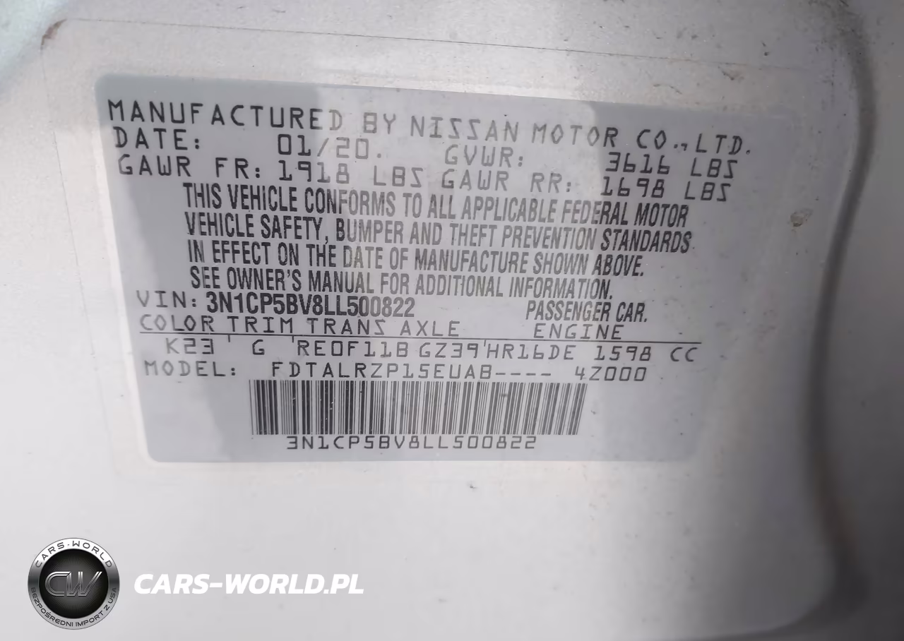 2020 Nissan Kicks S Xtronic Cvt VIN:3N1CP5BV8LL500822 - 9
