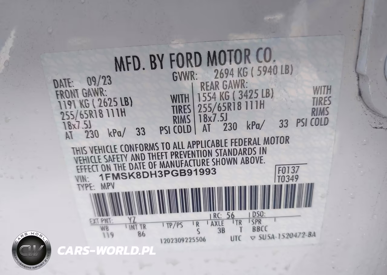 2023 Ford Explorer Xlt VIN:1FMSK8DH3PGB91993 - 9