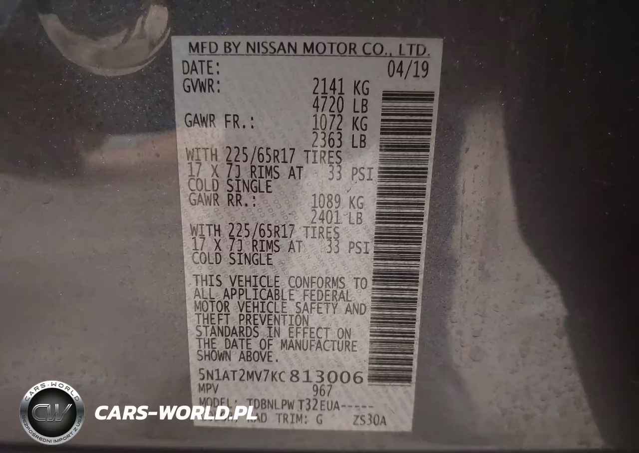 2019 Nissan Rogue S VIN:5N1AT2MV7KC813006 - 9
