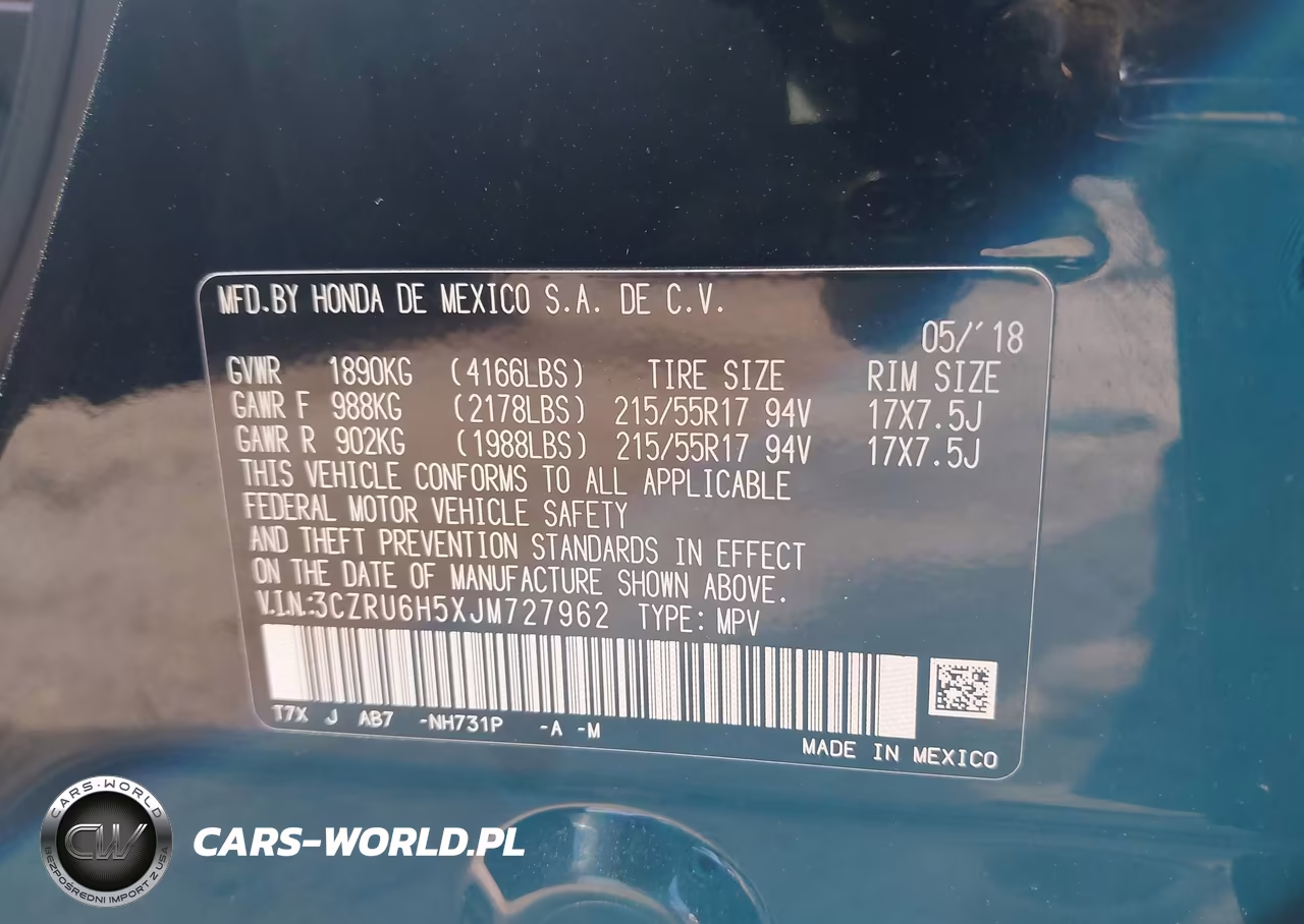 2018 Honda Hr-V Ex VIN:3CZRU6H5XJM727962 - 9