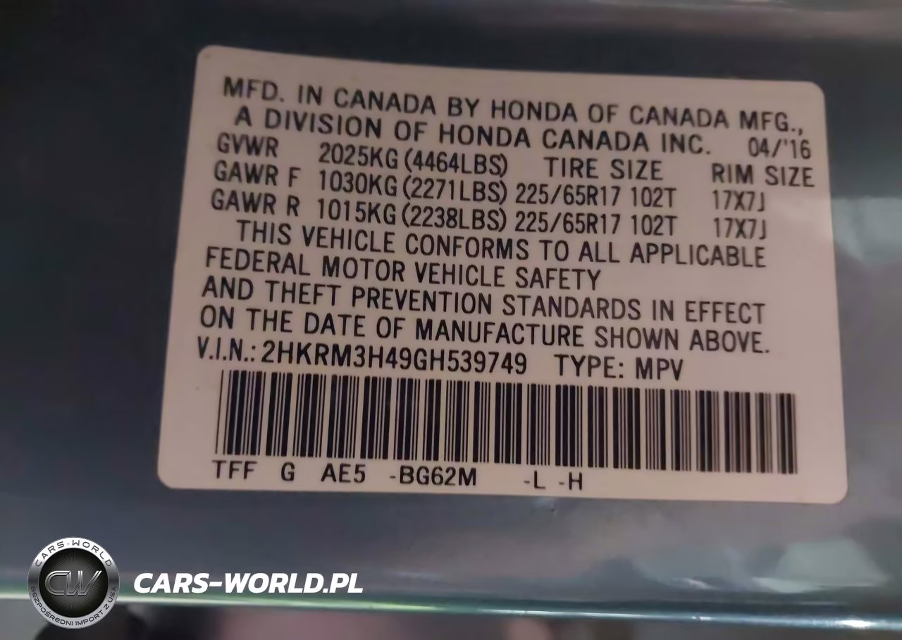 2016 Honda Cr-V Se VIN:2HKRM3H49GH539749 - 9