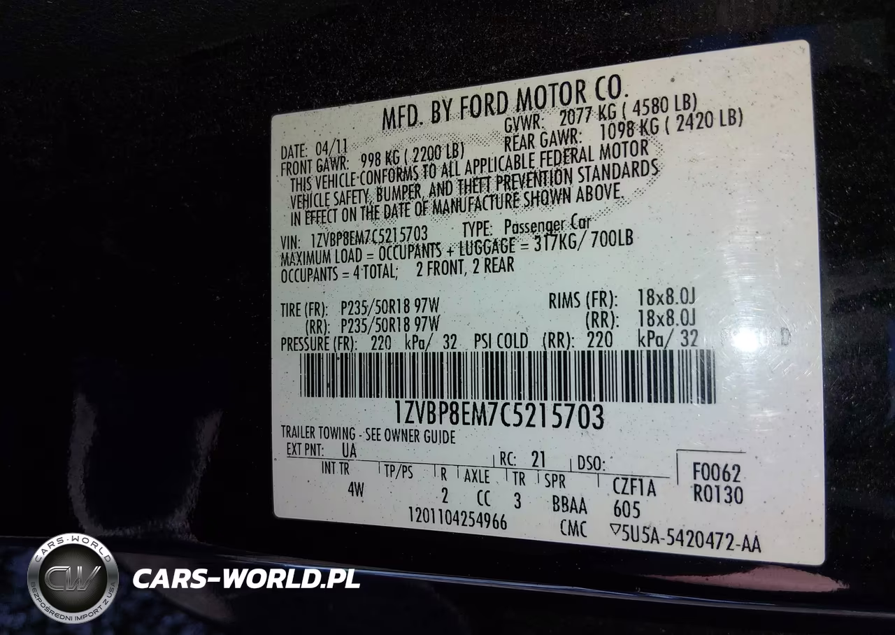 2012 Ford Mustang V6 Premium VIN:1ZVBP8EM7C5215703 - 9