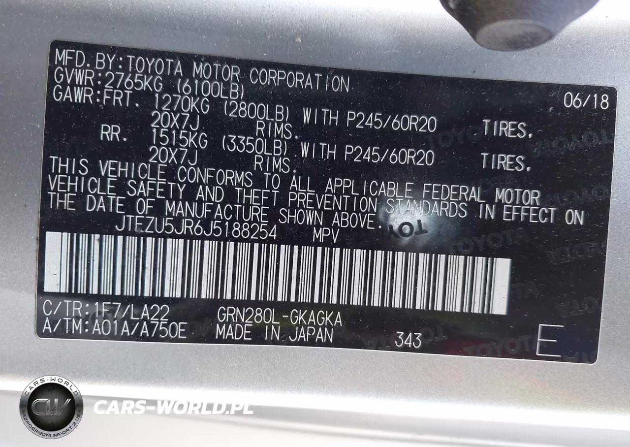 2018 Toyota 4Runner Limited VIN:JTEZU5JR6J5188254 - 9