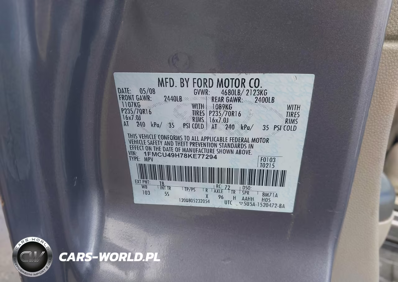 2008 Ford Escape Hybrid VIN:1FMCU49H78KE77294 - 9