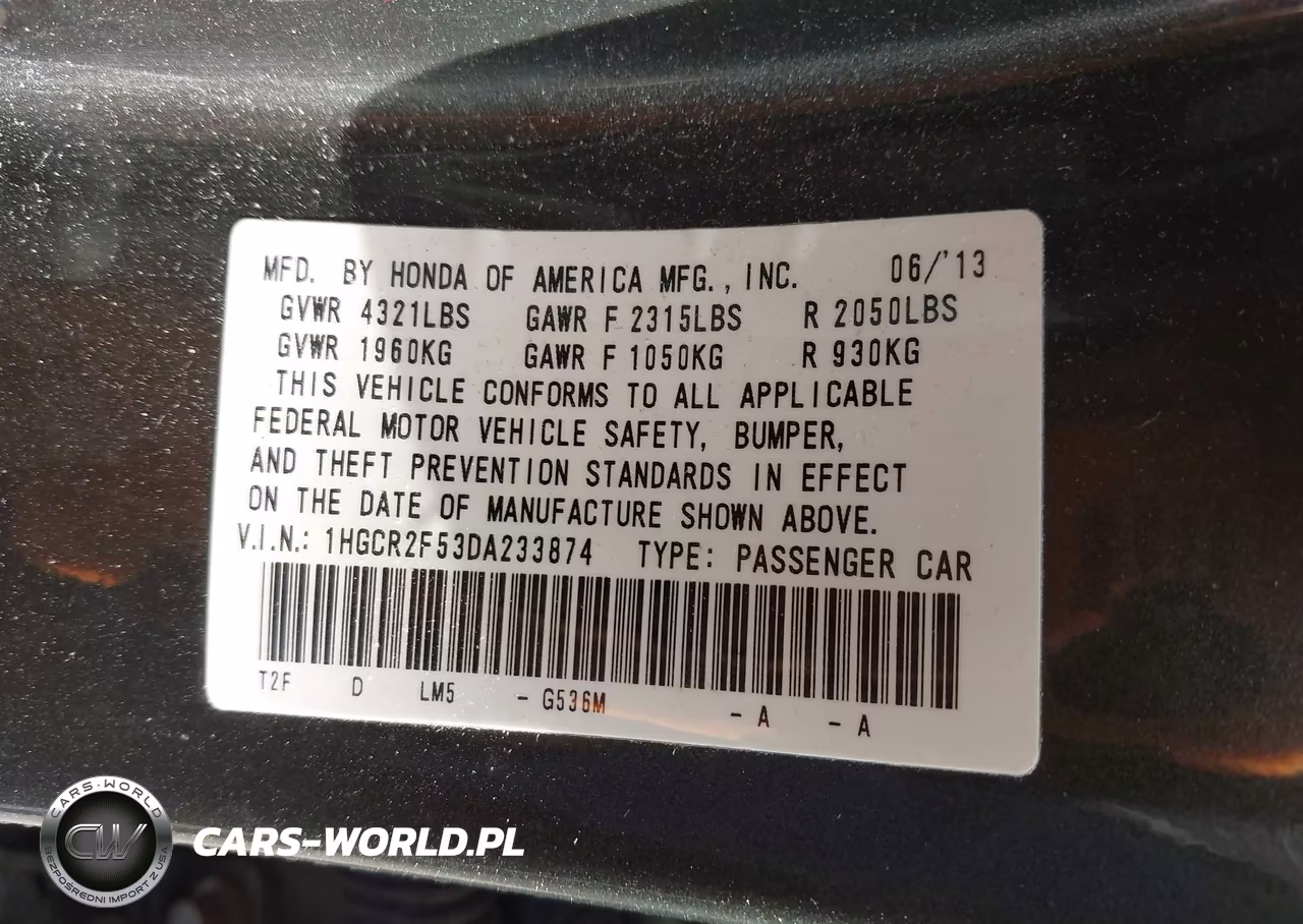 2013 Honda Accord Sport VIN:1HGCR2F53DA233874 - 9