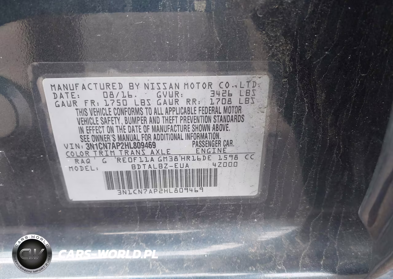 2017 Nissan Versa 1.6 Sv VIN:3N1CN7AP2HL809469 - 9