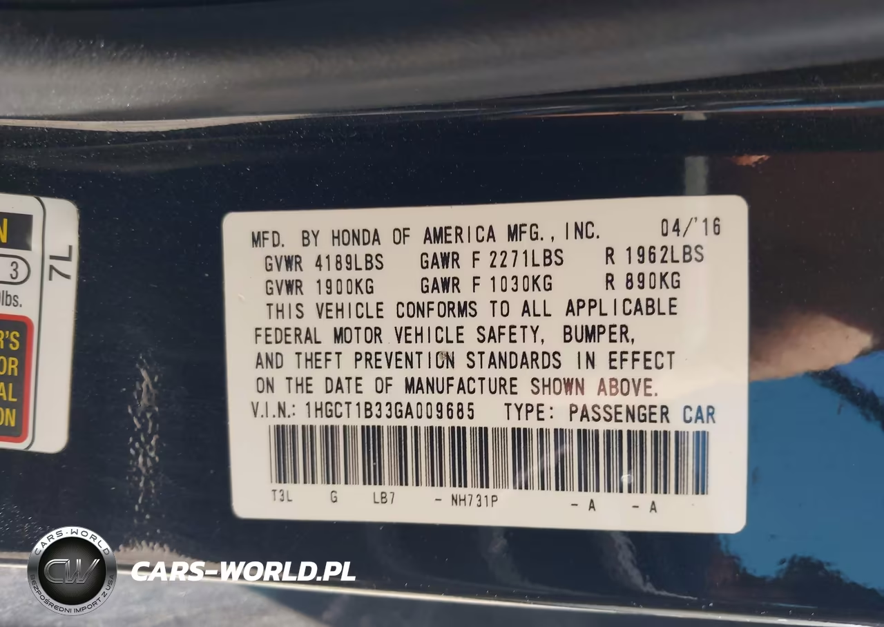 2016 Honda Accord Lx-S VIN:1HGCT1B33GA009685 - 9