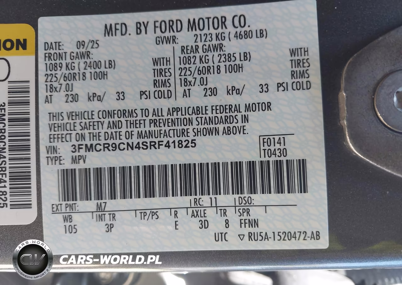 2025 Ford Bronco Sport Outer Banks VIN:3FMCR9CN4SRF41825 - 9