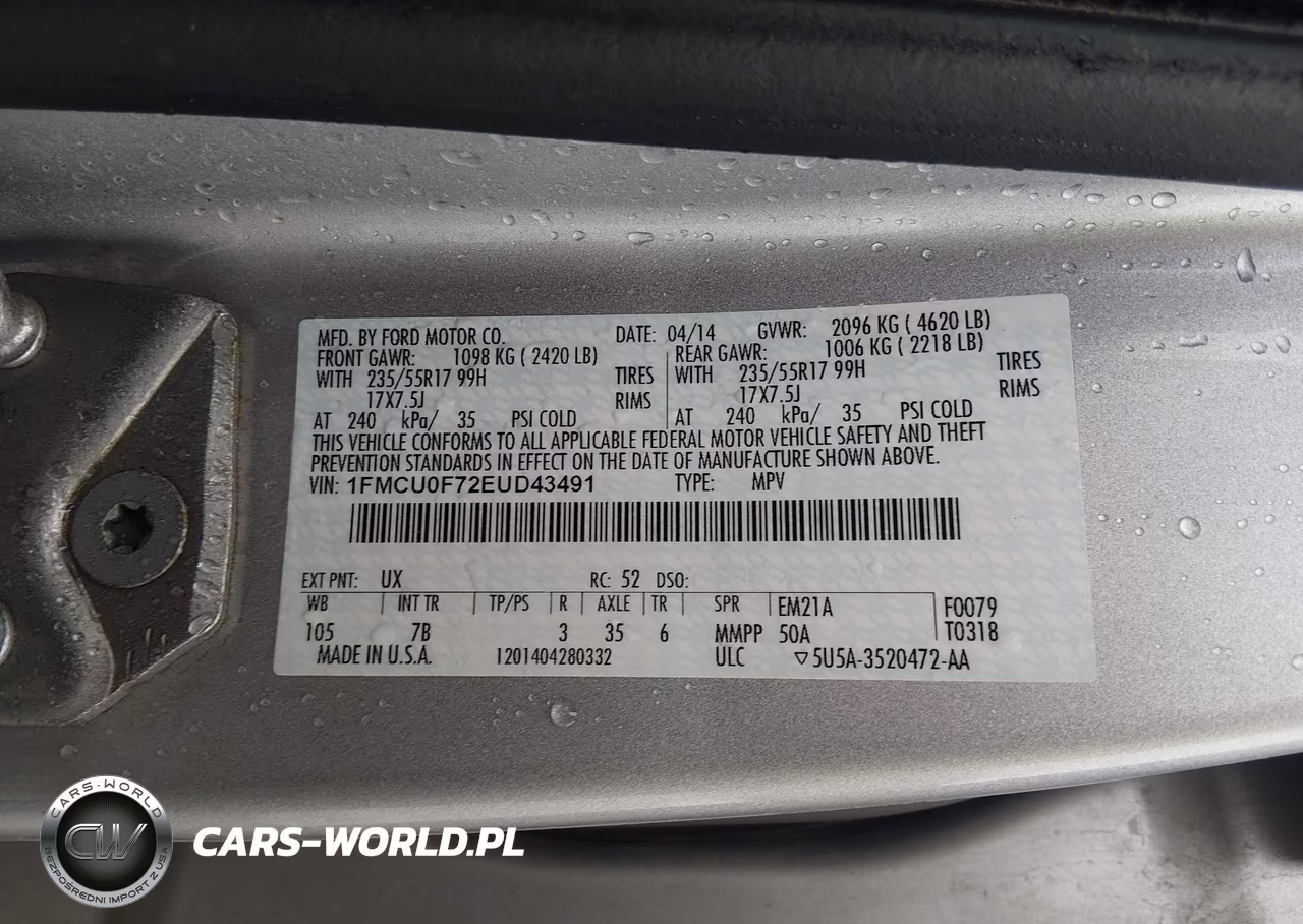 2014 Ford Escape S VIN:1FMCU0F72EUD43491 - 9
