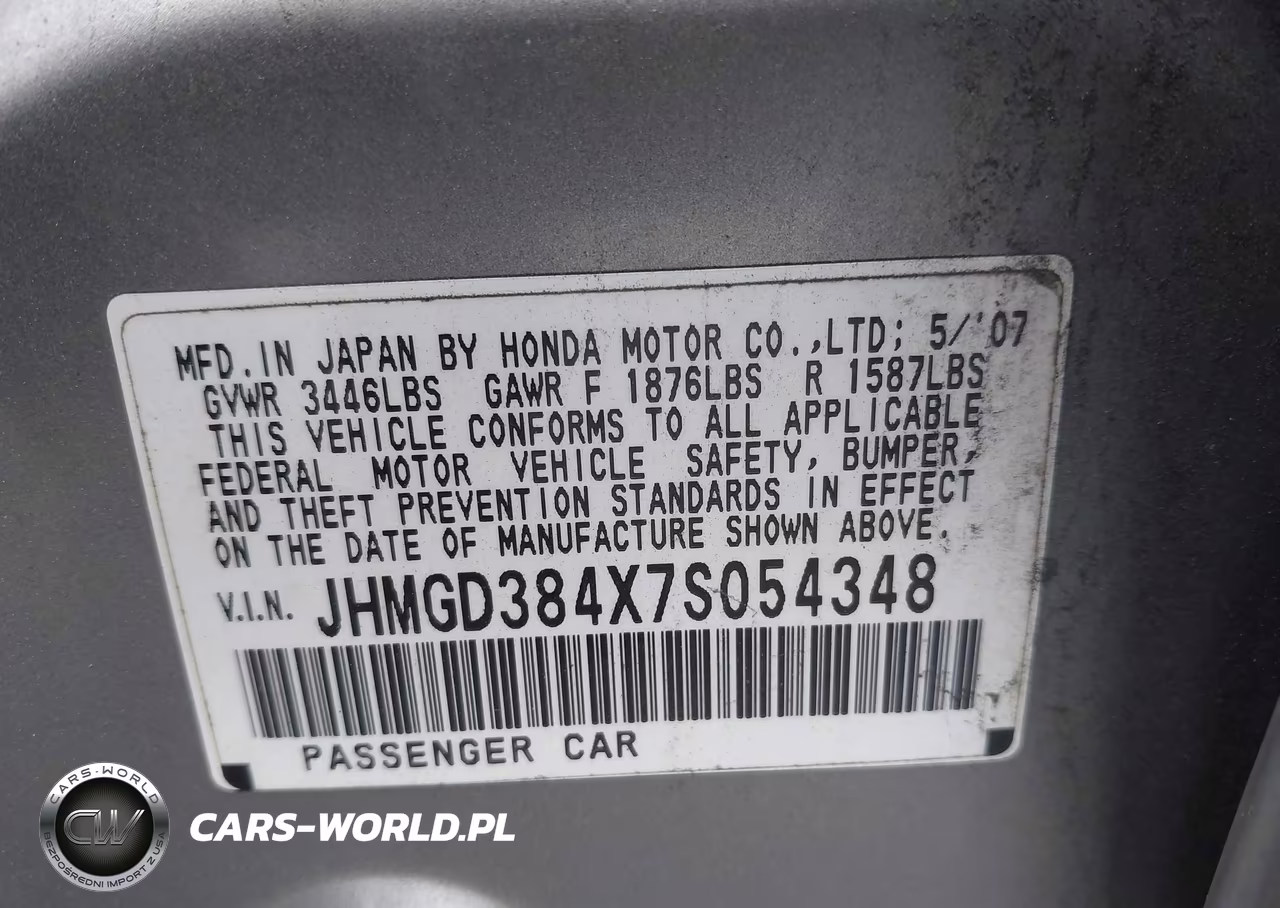 2007 Honda Fit VIN:JHMGD384X7S054348 - 9
