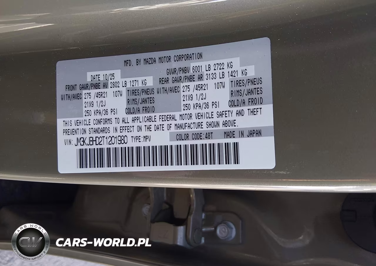 2026 Mazda Cx-70 3.3 Turbo Preferred VIN:JM3KJBHD2T1201980 - 9