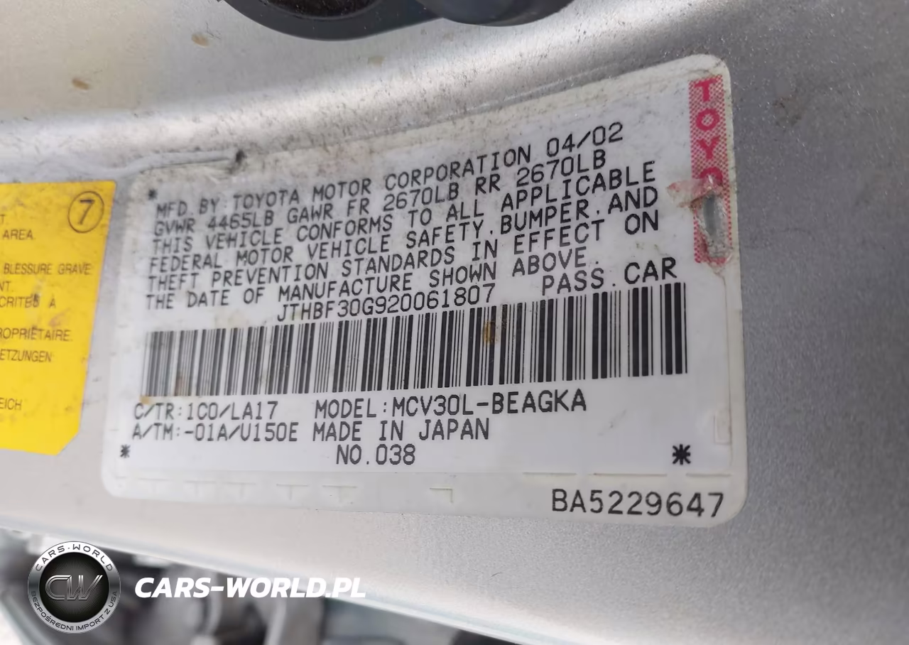 2002 Lexus Es 300 VIN:JTHBF30G920061807 - 9