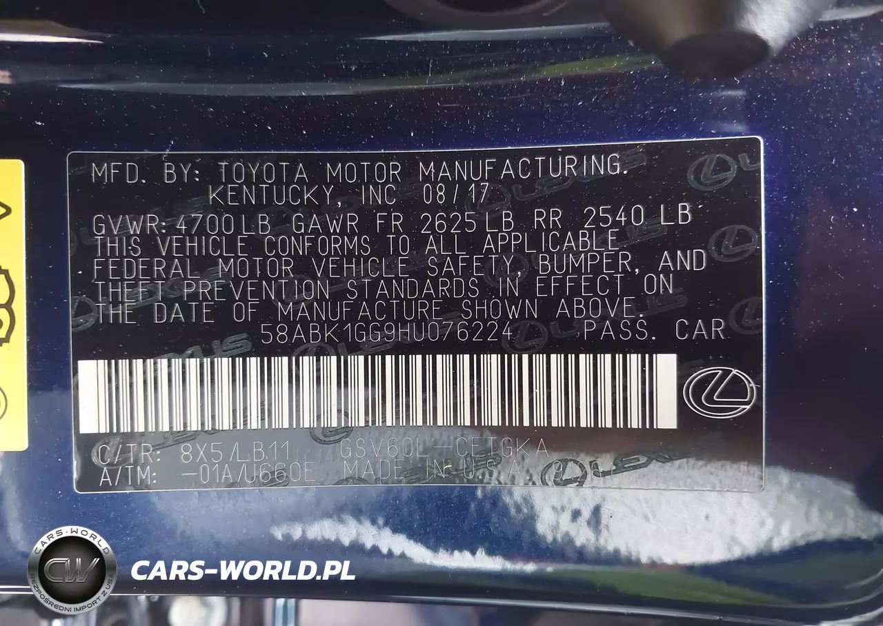 2017 Lexus Es 350 VIN:58ABK1GG9HU076224 - 9