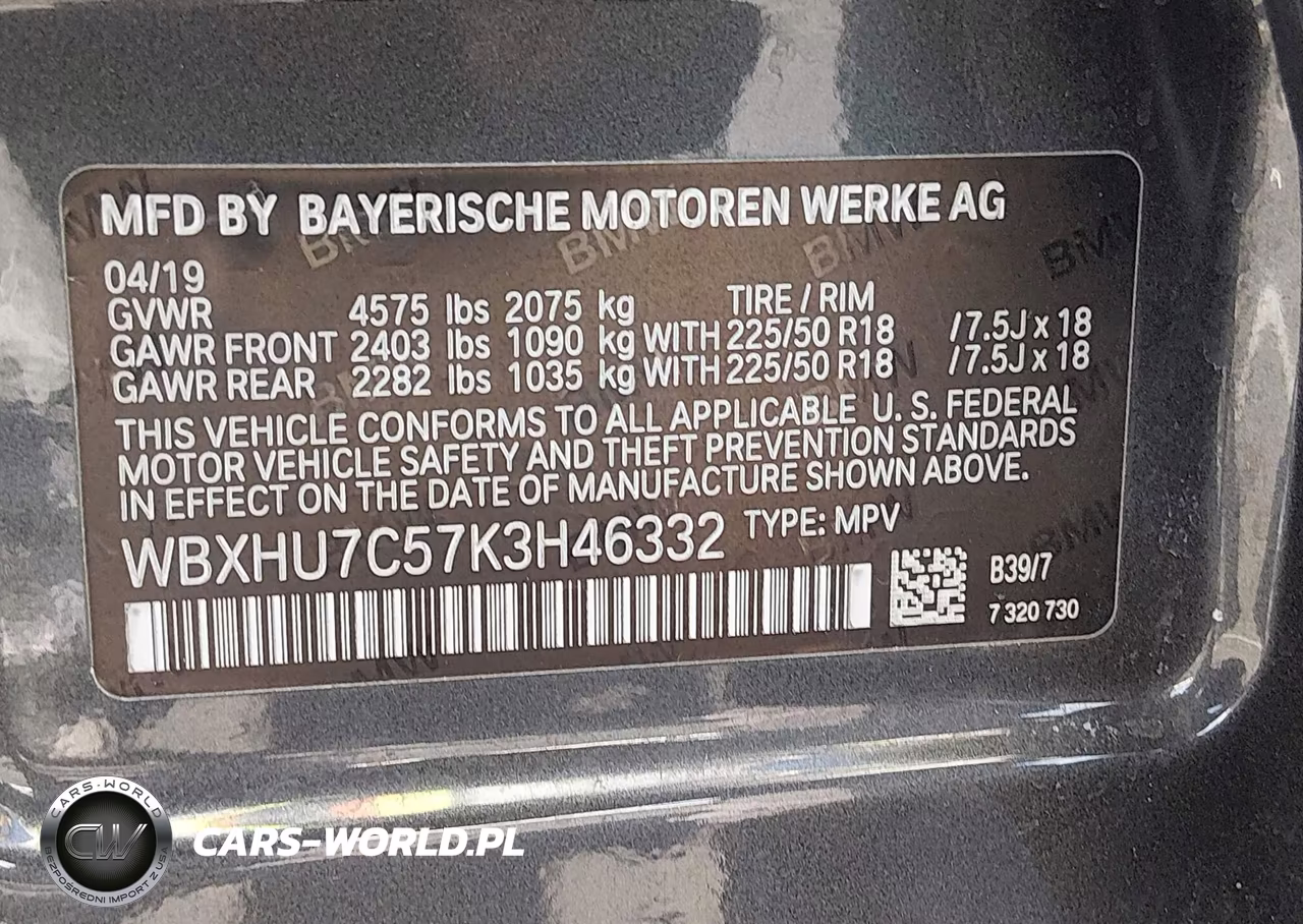 2019 BMW X1 Sdrive28I VIN:WBXHU7C57K3H46332 - 9