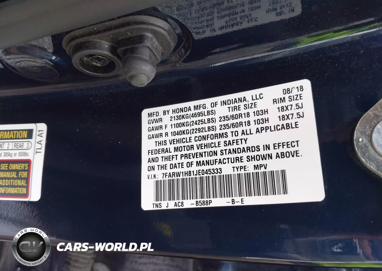 2018 Honda Cr-V Ex-L-Ex-L Navi VIN:7FARW1H81JE045333 - 9