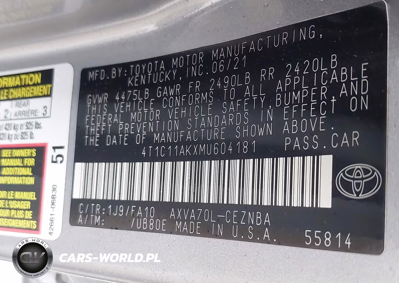 2021 Toyota Camry Le VIN:4T1C11AKXMU604181 - 9