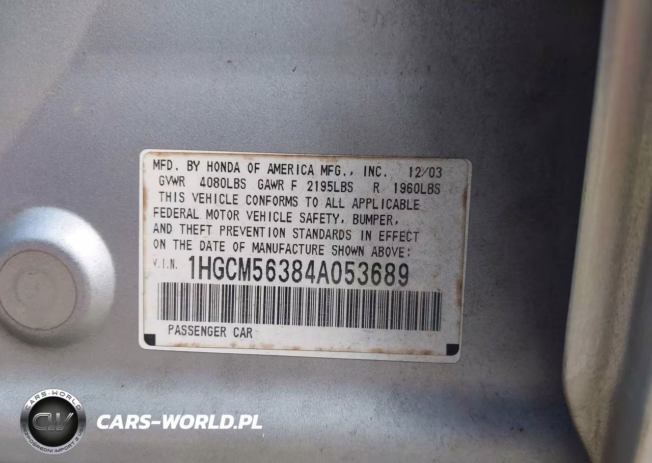 2004 Honda Accord 2.4 Lx VIN:1HGCM56384A053689 - 9
